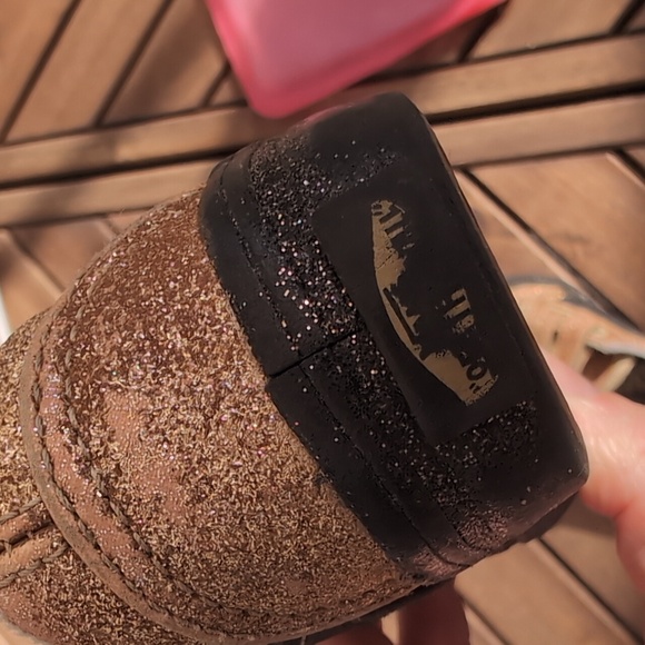 Vans old skool Velcro party gold gitter kids trainers - Picture 8 of 8